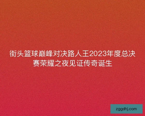 街头篮球巅峰对决路人王2023年度总决赛荣耀之夜见证传奇诞生