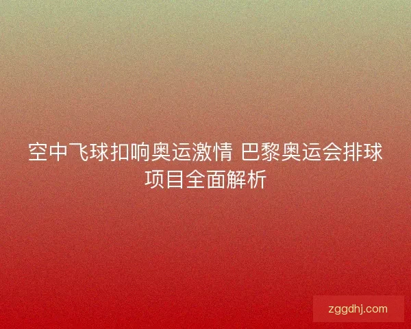 空中飞球扣响奥运激情 巴黎奥运会排球项目全面解析 空中飞球扣响奥运激情 巴黎奥运会排球项目全面解析