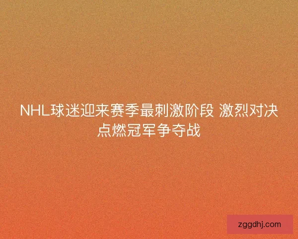 NHL球迷迎来赛季最刺激阶段 激烈对决点燃冠军争夺战 NHL球迷迎来赛季最刺激阶段 激烈对决点燃冠军争夺战